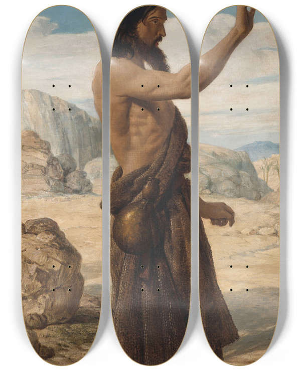 Triptych art skateboard deck of John Rogers Herbert Saint John The Baptist by John Rogers Herbert (1810-1890)