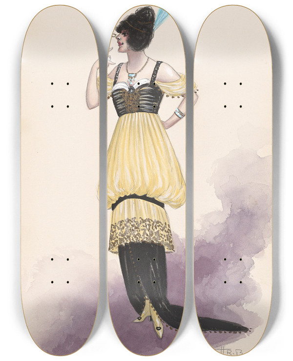 Triptych art skateboard deck of Will R Barnes Mme Bereny Act Ii by Will R Barnes (1939)