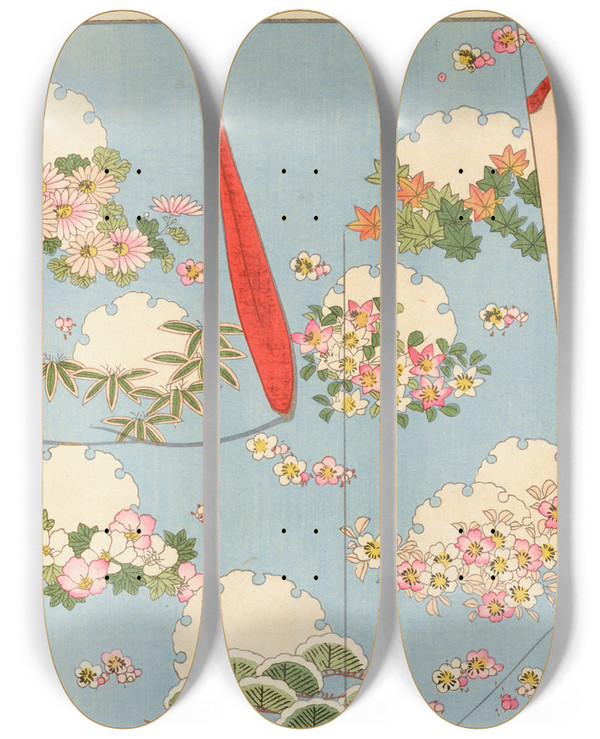 Triptych art skateboard deck of Seiko Ueno Yachigusa V 15 Pl28 by Seiko Ueno (19-20-)