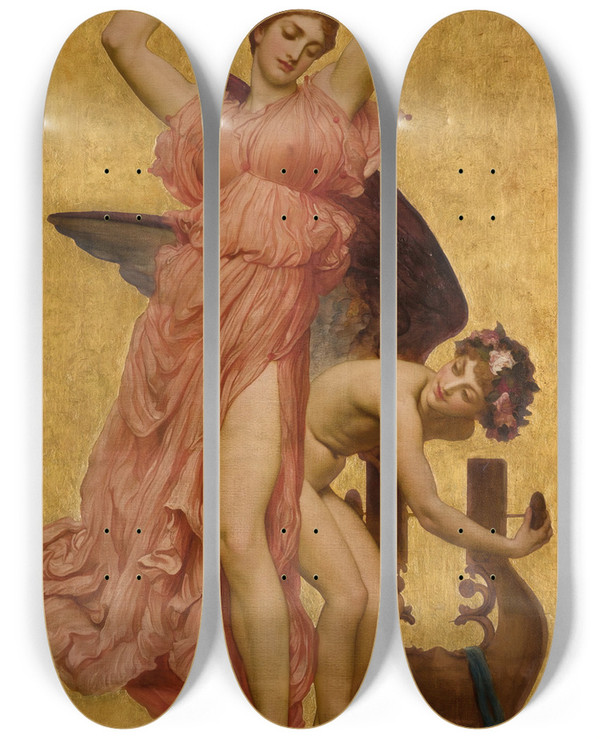 Triptych art skateboard deck of Frederic Leighton Erato by Frederic Leighton (1830-1896)