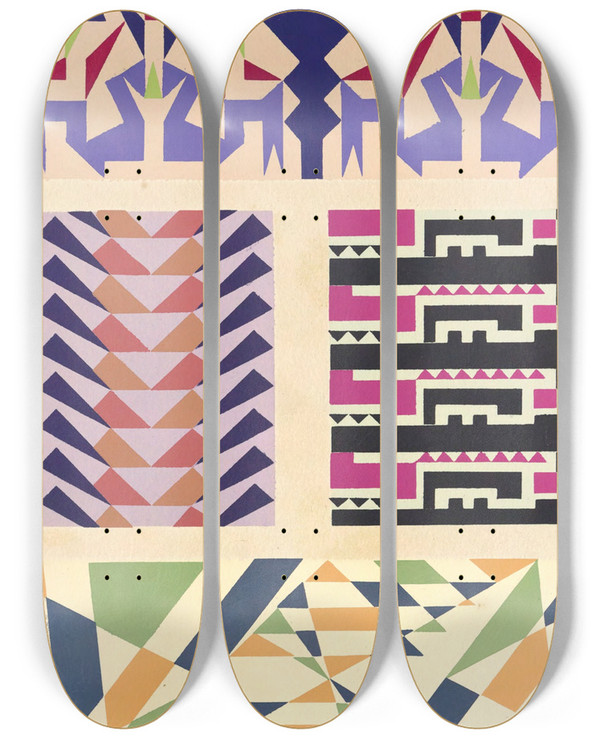 Triptych art skateboard deck of Mizuki Heitaro Abstract Pattern Portfolio Pl27 by Mizuki Heitaro (20-)
