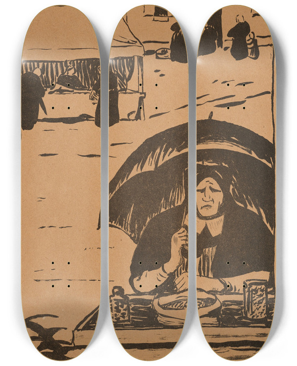 Triptych art skateboard deck of Paul Srusier La Marchande De Bonbons by Paul Serusier (1864-1927)