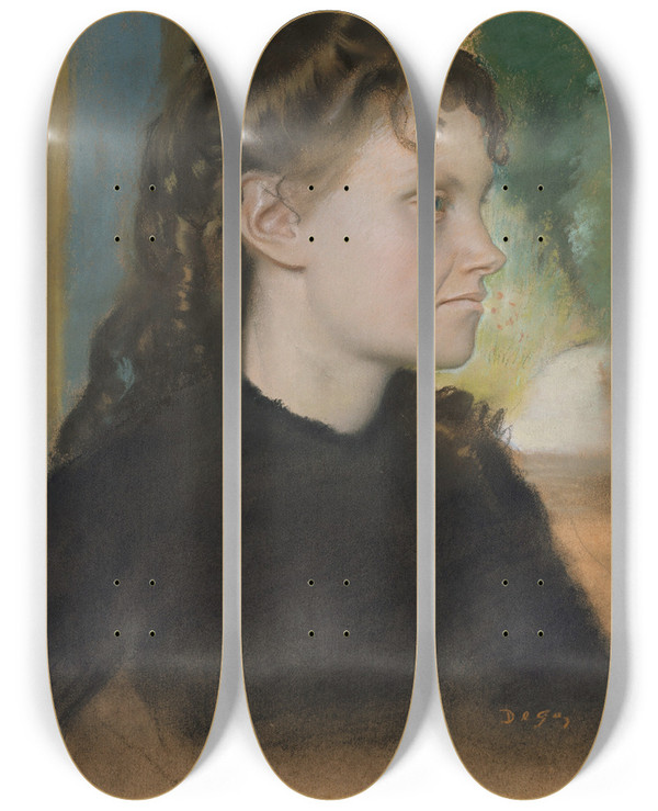 Triptych art skateboard deck of Edgar Degas Madame Thodore Gobillard Yves Morisot 18381893_2 by Edgar Degas (1834-1917)