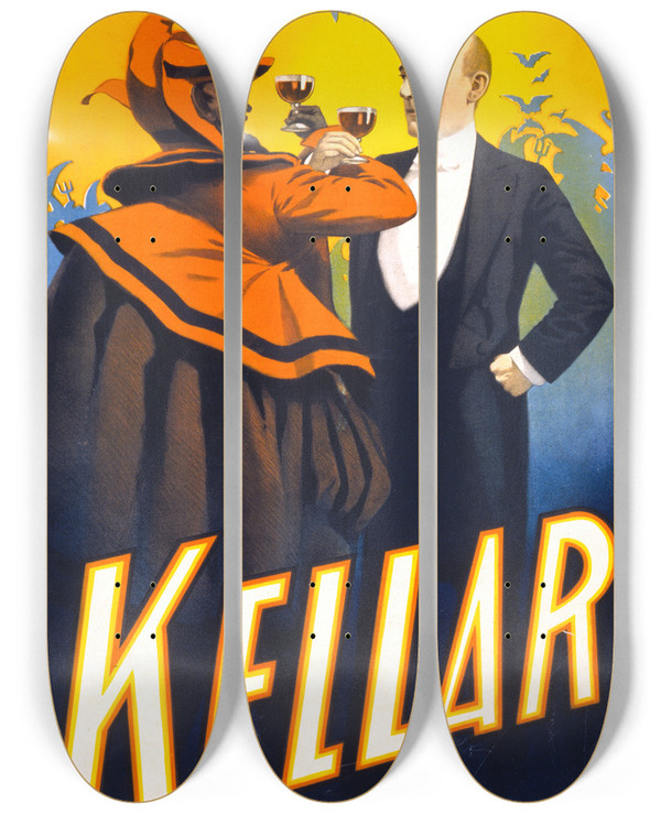 Triptych art skateboard deck of Strobridge Co Lith Kellar_3 by Strobridge Co Lith (1847)