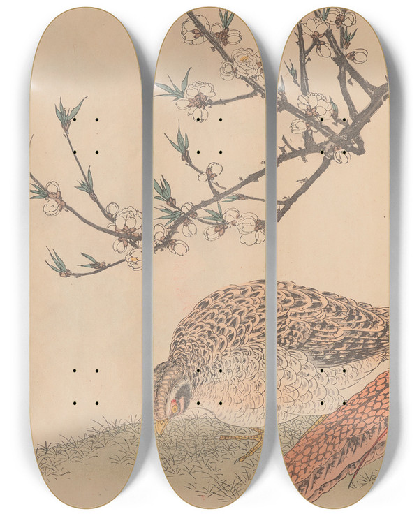 Triptych art skateboard deck of Imao Keinen Keinen Kach Gafu Pl079 by Imao Keinen (1845-1924)