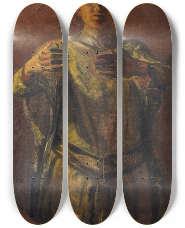 Triptych art skateboard deck of Kristian Zahrtmann Lady Macbeth Study by Kristian Zahrtmann (1834-1912)