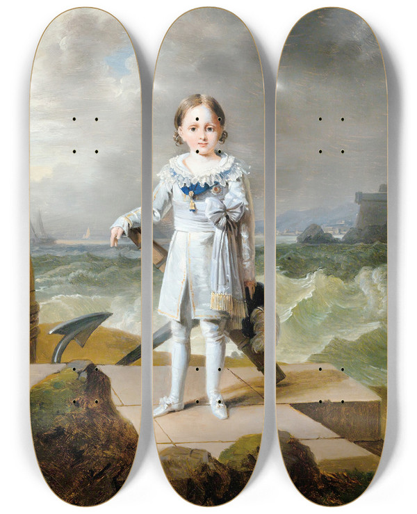 Triptych art skateboard deck of Franois Joseph Kinson Portrait Of Prince Napolonlouis Bonaparte by Francois Joseph Kinson (1770-1839)