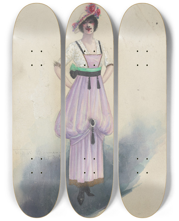 Triptych art skateboard deck of Will R Barnes Untitled_19 by Will R Barnes (1939)