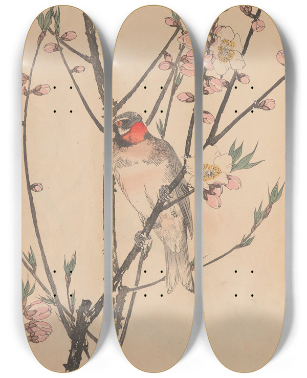 Triptych art skateboard deck of Imao Keinen Keinen Kach Gafu Pl073 by Imao Keinen (1845-1924)