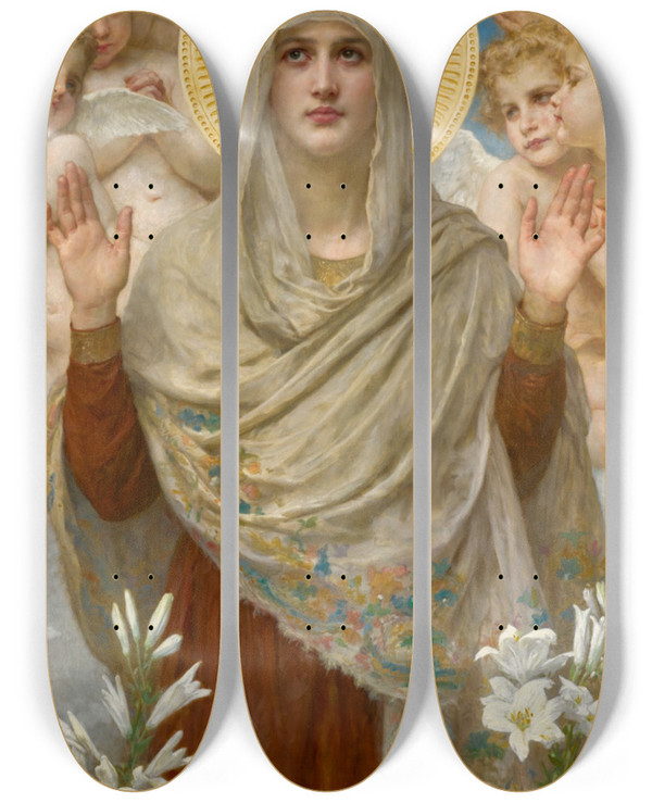 Triptych art skateboard deck of William Bouguereau Ora Pro Nobis by William Bouguereau (1825-1905)