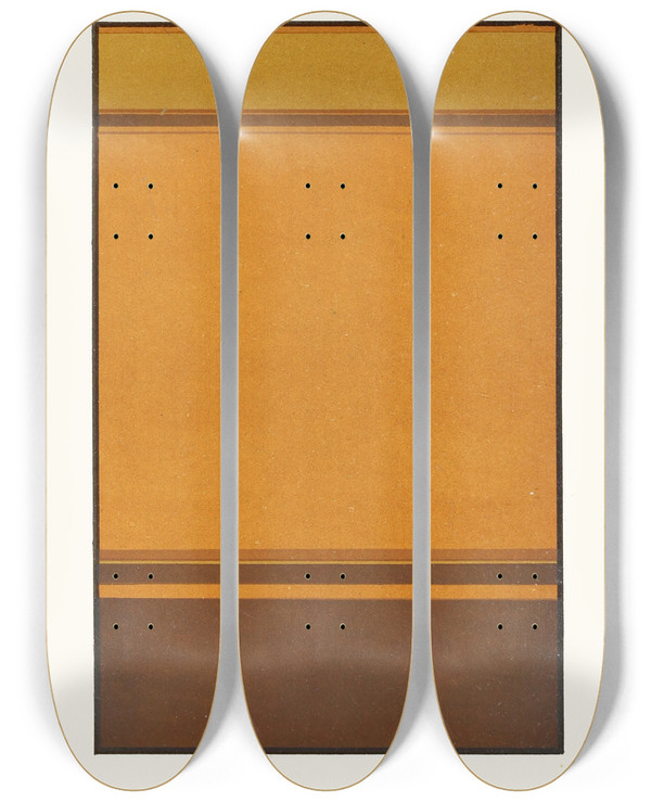 Triptych art skateboard deck of James Ward Harmony Of Analogy In Broken Orange And Yeliowbrown by James Ward (1851-1924)