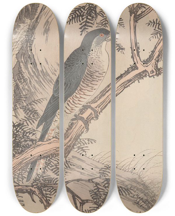 Triptych art skateboard deck of Imao Keinen Keinen Kach Gafu Pl083 by Imao Keinen (1845-1924)