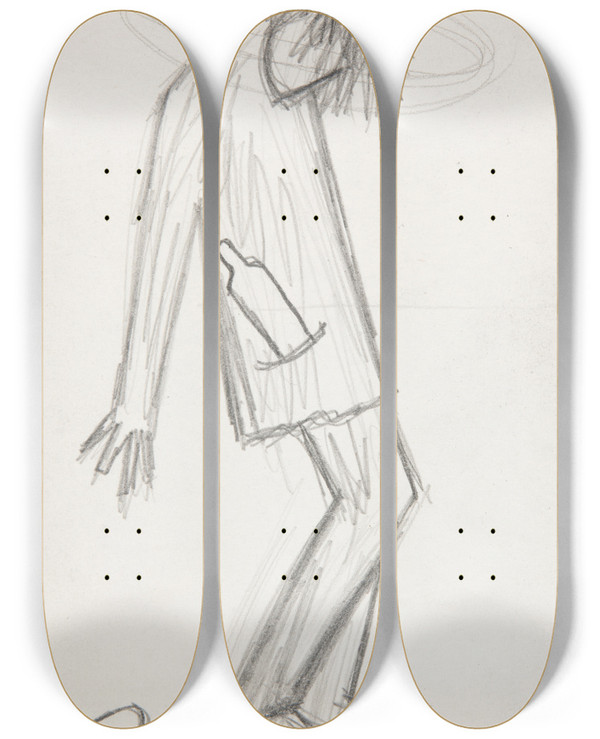 Triptych art skateboard deck of Marian Kopf Syn Okowity Spity by Marian Kopf (1926-2019)