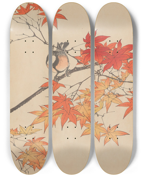 Triptych art skateboard deck of Imao Keinen Keinen Kach Gafu Pl006 by Imao Keinen (1845-1924)