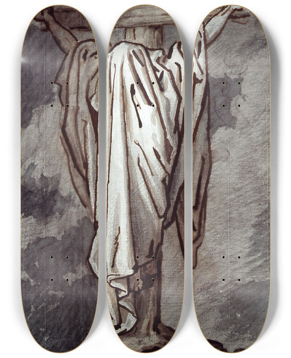Triptych art skateboard deck of David Humbert De Superville The Crucified Christ Covered By A Veil by David Humbert De Superville (1770-1849)