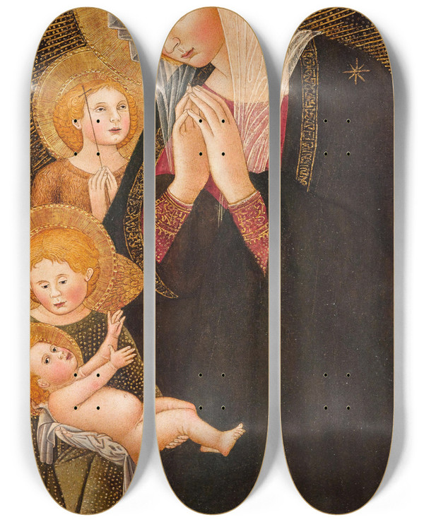 Triptych art skateboard deck of Florentine School The Madonna And Child With Angels by Florentine School