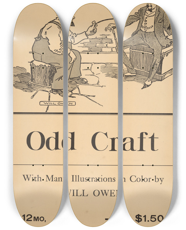 Triptych art skateboard deck of Will Owen Odd Craft By Ww Jacobs by Will Owen (1869-1957)