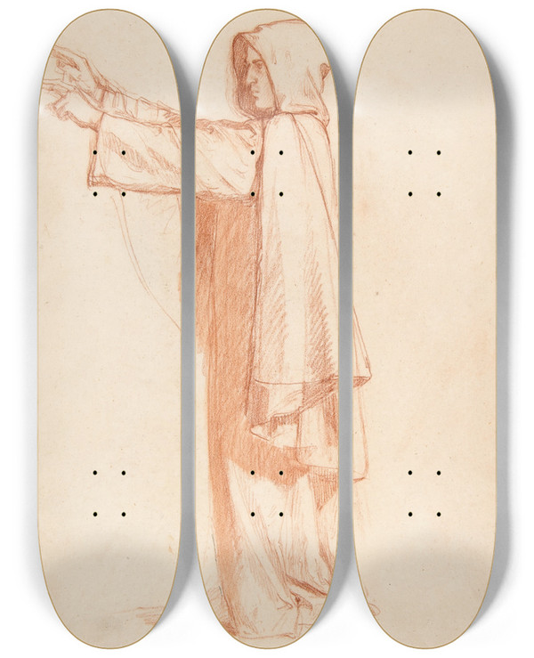 Triptych art skateboard deck of Isidore Pils Monk_1 by Isidore Pils (1815-1875)