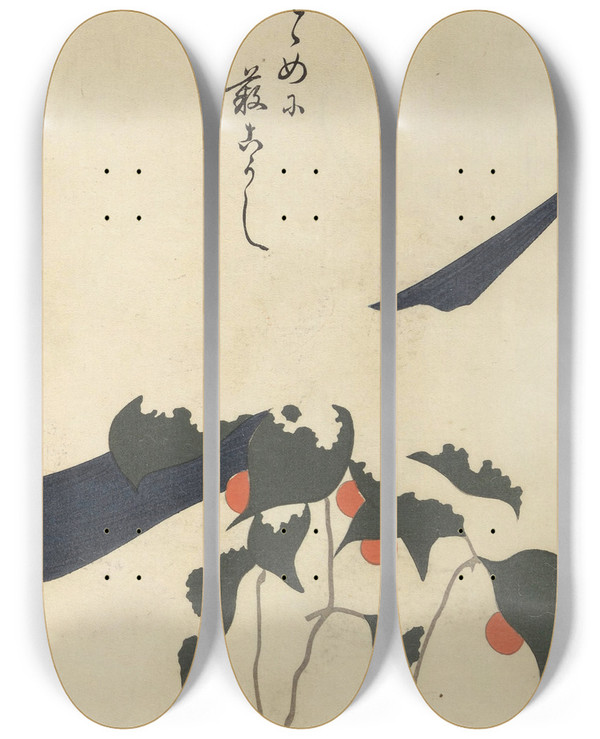 Triptych art skateboard deck of Ogino Issui Y Sketchbook Y Manga Pl38 by Ogino Issui (1900-1910)