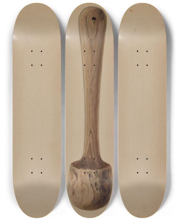 Triptych art skateboard deck of Marie Alain Potato Masher by Marie Alain