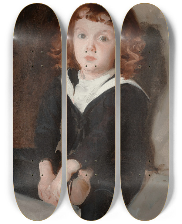 Triptych art skateboard deck of John Singer Sargent Portrait Of Laurence Millet by John Singer Sargent (1856-1925)