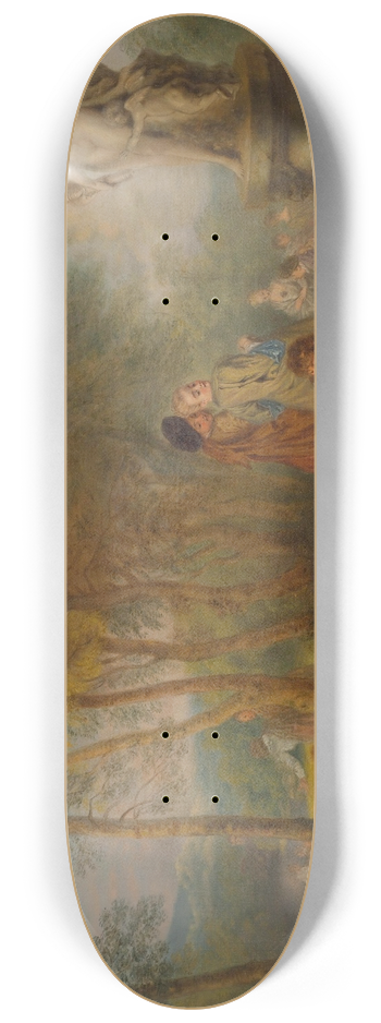 Follower of Antoine Watteau - Fte Galante With a Statue of Venus 8.25 inch art skate deck
