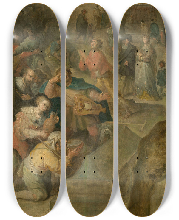 Triptych art skateboard deck of Frans Francken The Younger Miraculous Events At The Grave Of Saint Bruno The Carthuisian by Frans Francken the Younger (1581-1642)