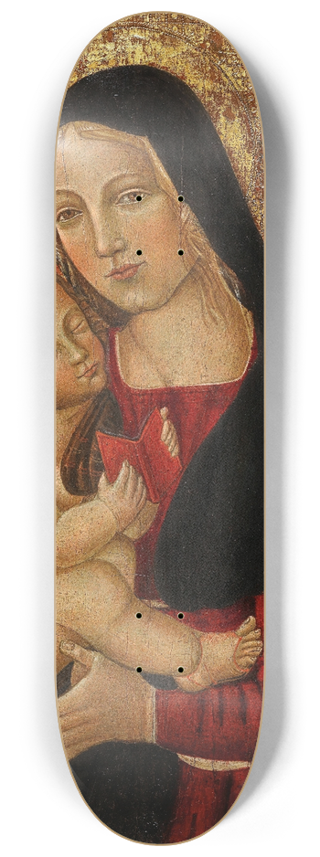 Follower of Filippo Lippi - The Madonna teaching the Child to read 8.25 inch art skate deck