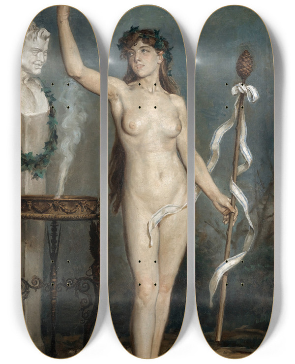 Triptych art skateboard deck of Joaqun Sorolla Bacante Bacchante by Joaquin Sorolla (1863-1923)