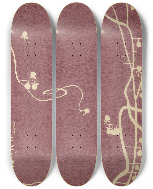 Triptych art skateboard deck of Ogino Issui Y Sketchbook Y Manga Pl32 by Ogino Issui (1900-1910)