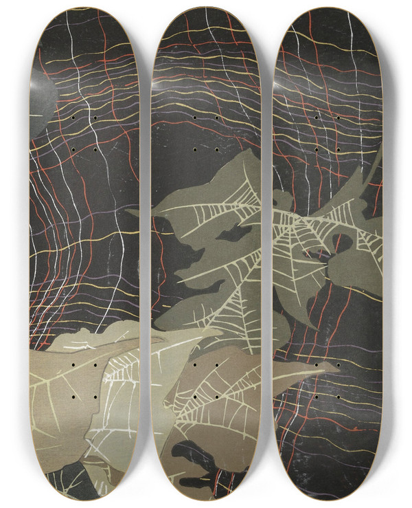 Triptych art skateboard deck of Ogino Issui Y Sketchbook Y Manga Pl13 by Ogino Issui (1900-1910)