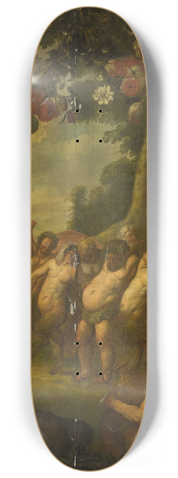 Follower of Jacob Jordaens - Procession of Bacchus 8.25 inch art skate deck