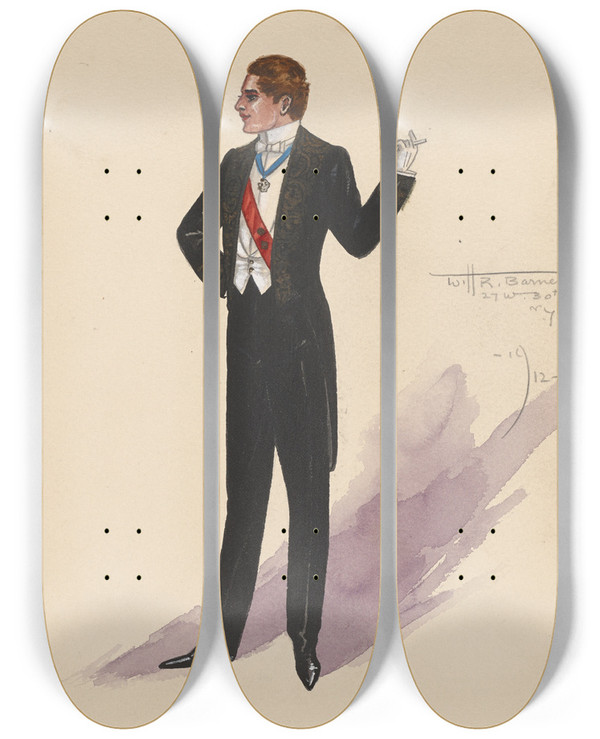 Triptych art skateboard deck of Will R Barnes Untitled_23 by Will R Barnes (1939)
