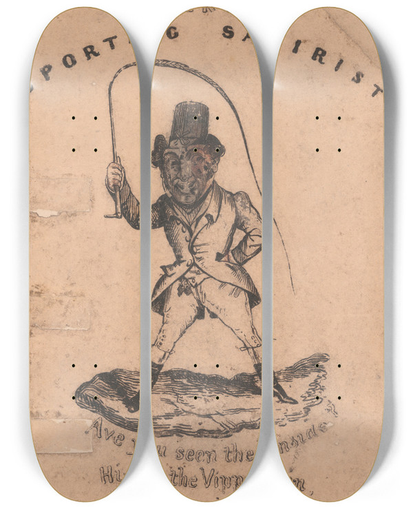 Triptych art skateboard deck of Henry Thomas Alken Sporting Satirist_1 by Henry Thomas Alken (1785-1851)