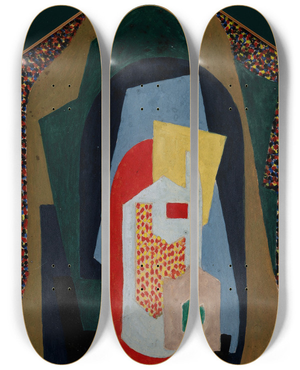 Triptych art skateboard deck of Mainie Jellett Abstract by Mainie Jellett (1897-1944)