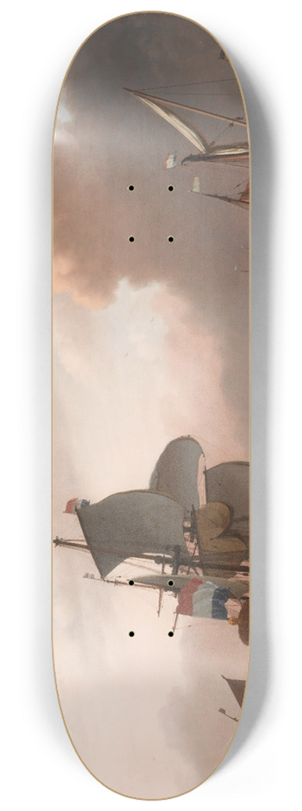 Follower of Ludolf Backhuysen - Coastal Scene with a Man-of-War and other Vessels 8.25 inch art skate deck