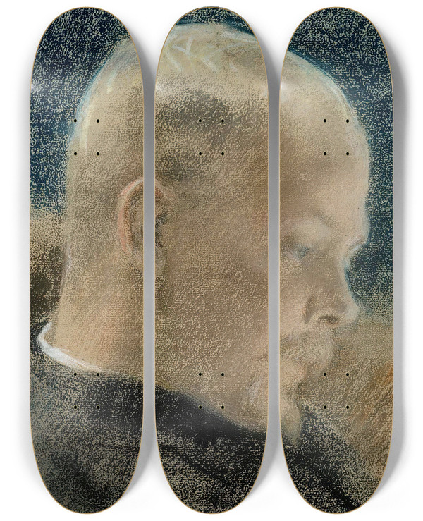 Triptych art skateboard deck of Albert Edelfelt Portrait Of The Author Karl A Tavaststjerna by Albert Edelfelt (1854-1905)