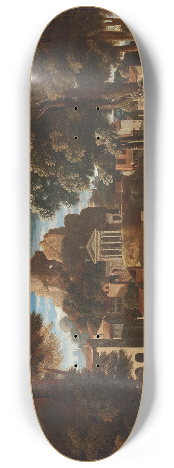 Follower of Nicolas Poussin - Landscape with the gathering of the Ashes of Phocion 8.25 inch art skate deck