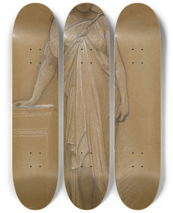 Triptych art skateboard deck of William Blake Richmond Study Of A Classical Maiden by William Blake Richmond (1842-1921)