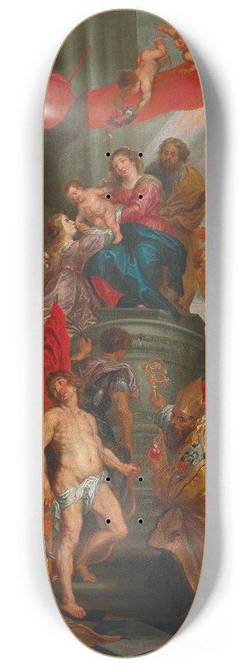 Follower of Peter Paul Rubens - Madonna And Child With Saints 8.25 inch art skate deck