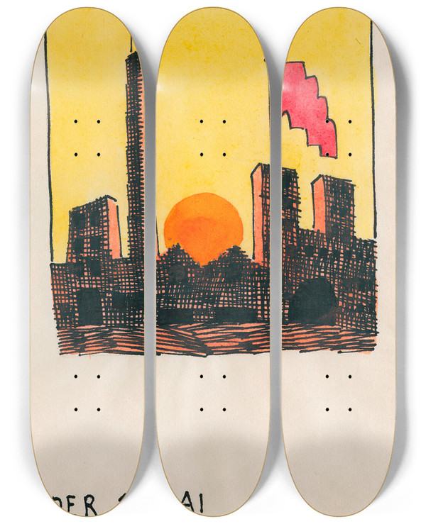 Triptych art skateboard deck of Karl Wiener Der 1 Mai by Karl Wiener (1901-1949)