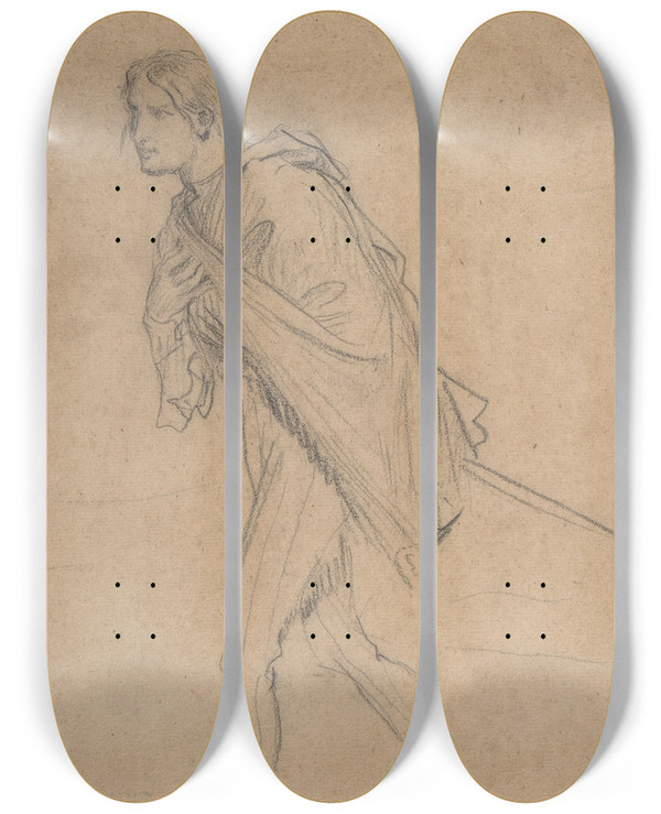 Triptych art skateboard deck of Thodore Chassriau Cassio Bowing by Theodore Chasseriau (1819-1856)