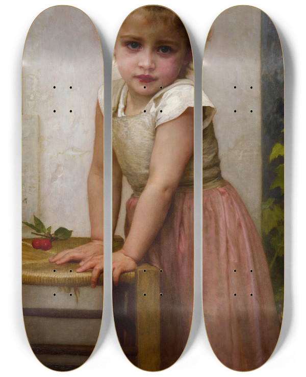 Triptych art skateboard deck of William Bouguereau Yvonne by William Bouguereau (1825-1905)