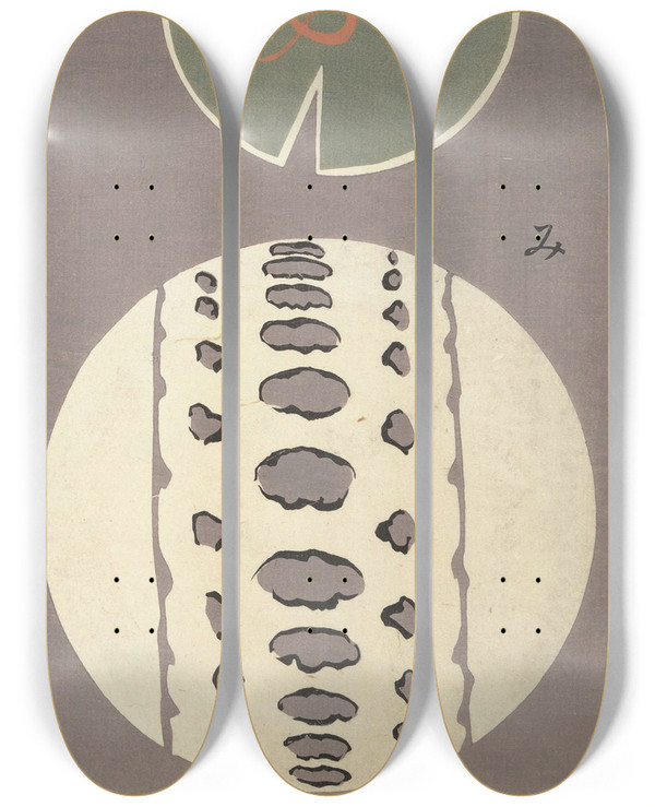 Triptych art skateboard deck of Ogino Issui Y Sketchbook Y Manga Pl46 by Ogino Issui (1900-1910)