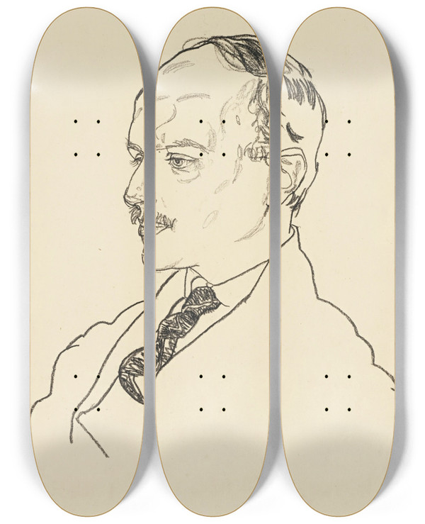 Triptych art skateboard deck of Egon Schiele Portrait Of Guido Arnot by Egon Schiele (1890-1918)