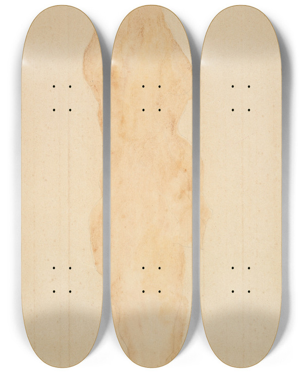 Triptych art skateboard deck of Auguste Rodin Nude Standing Sideview by Auguste Rodin (1840-1917)