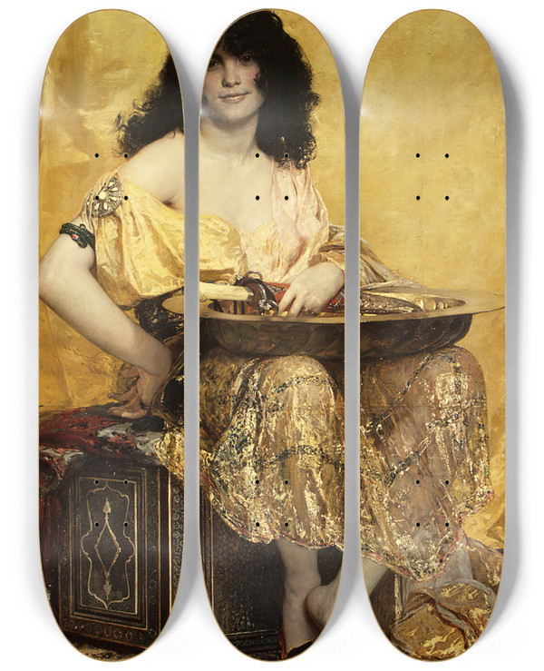 Triptych art skateboard deck of Henri Regnault Salome by Henri Regnault (1843-1871)