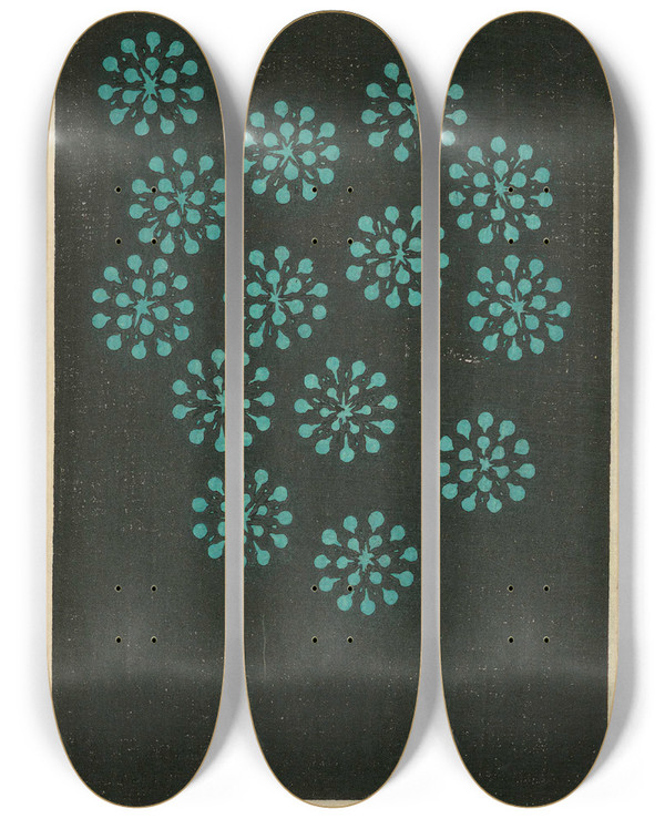 Triptych art skateboard deck of Jinta Hirayama Night Fireworks No 13 by Jinta Hirayama (19-)