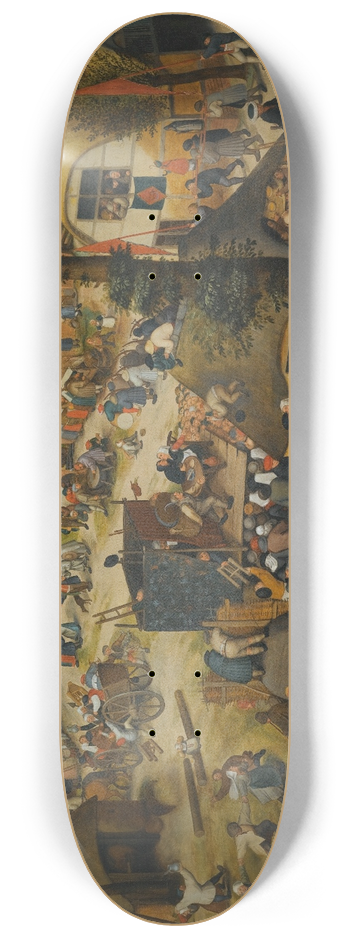 Follower of Pieter Brueghel the Elder - A Performance Of The Farce Een Cluyte Van Plaeyerwater At A Village Kermesse 8.25 inch art skate deck