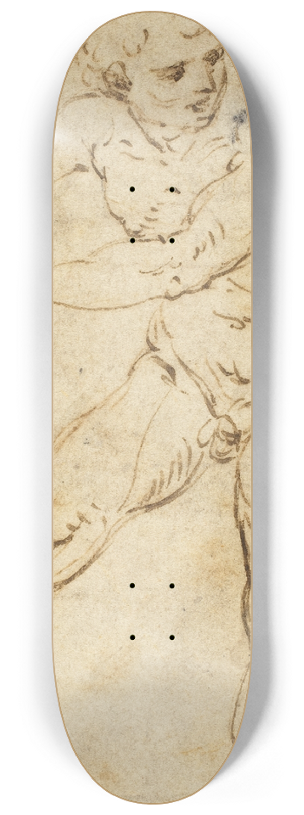 Follower of Raphael - A Standing Male Nude 8.25 inch art skate deck